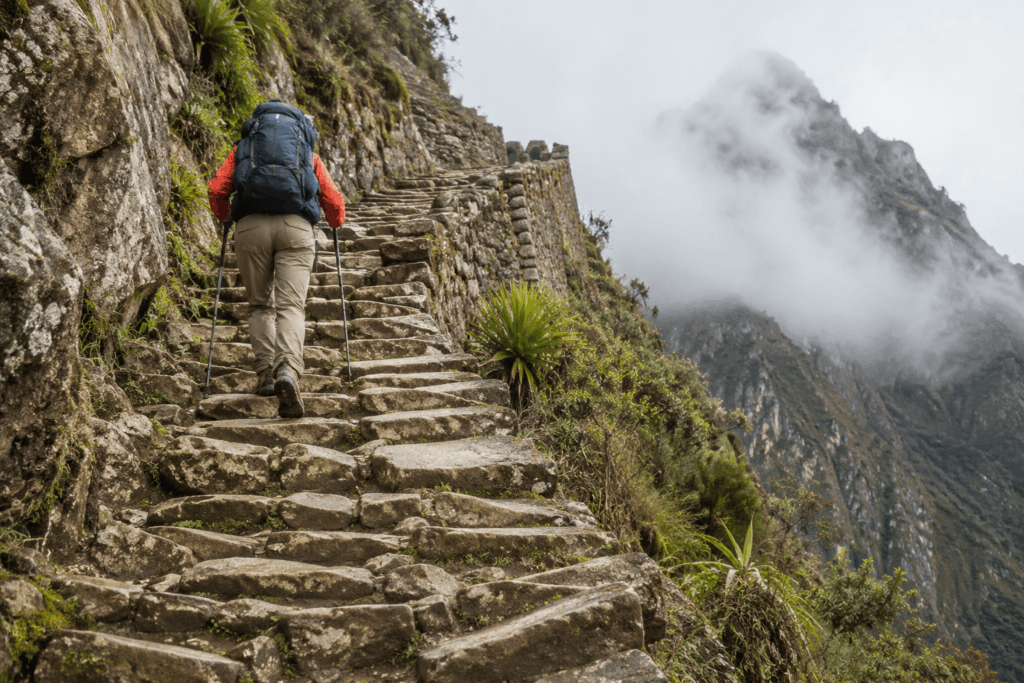 "Inca Trail difficulty 2026 — trekkers hiking the classic route through the Andes mountains toward Machu Picchu"