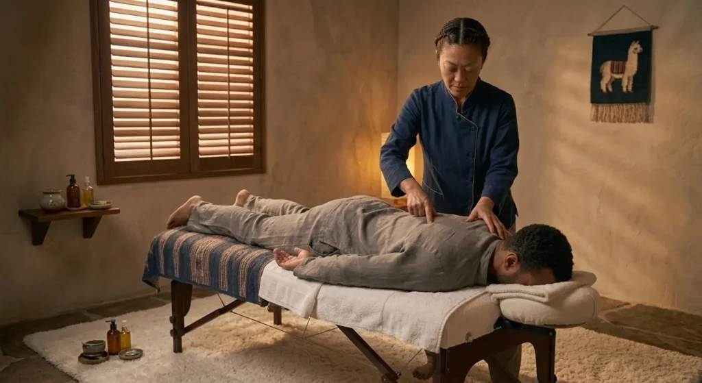 shiatsu massage Cusco - therapist session